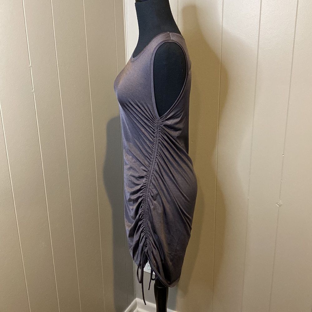Athleta Small Sleeveless Mini Dress Ruching Stretchy Drawstring Tie - Picture 3 of 7